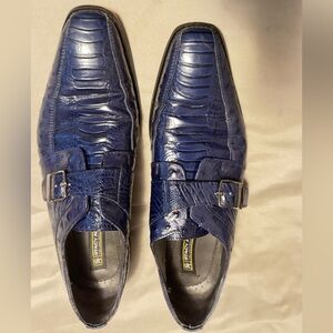 Stacy Adams Blue Textured Leather Oxfords